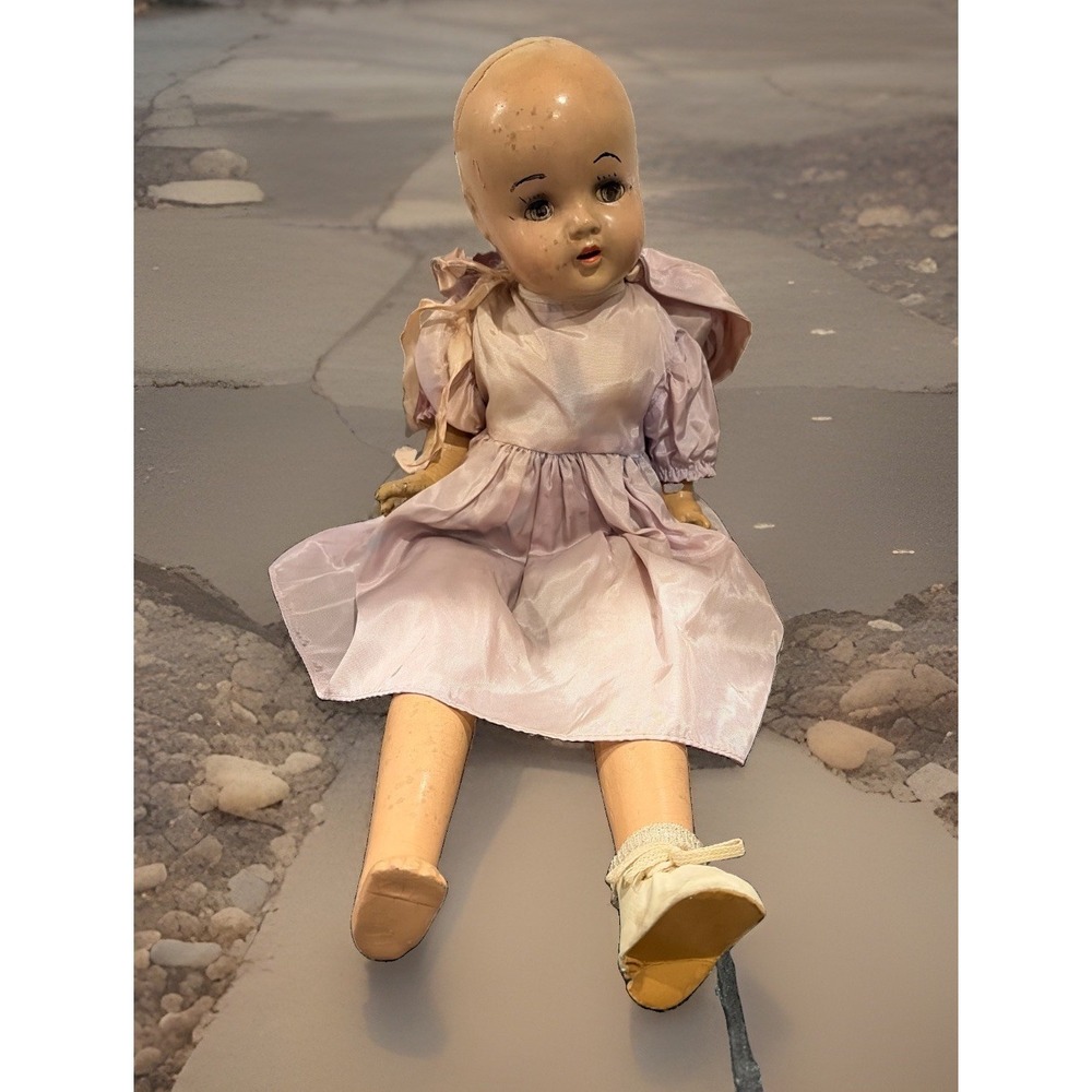 Vintage Antique Stained Aged Composite Baby Doll Halloween 24‎ Inches Long